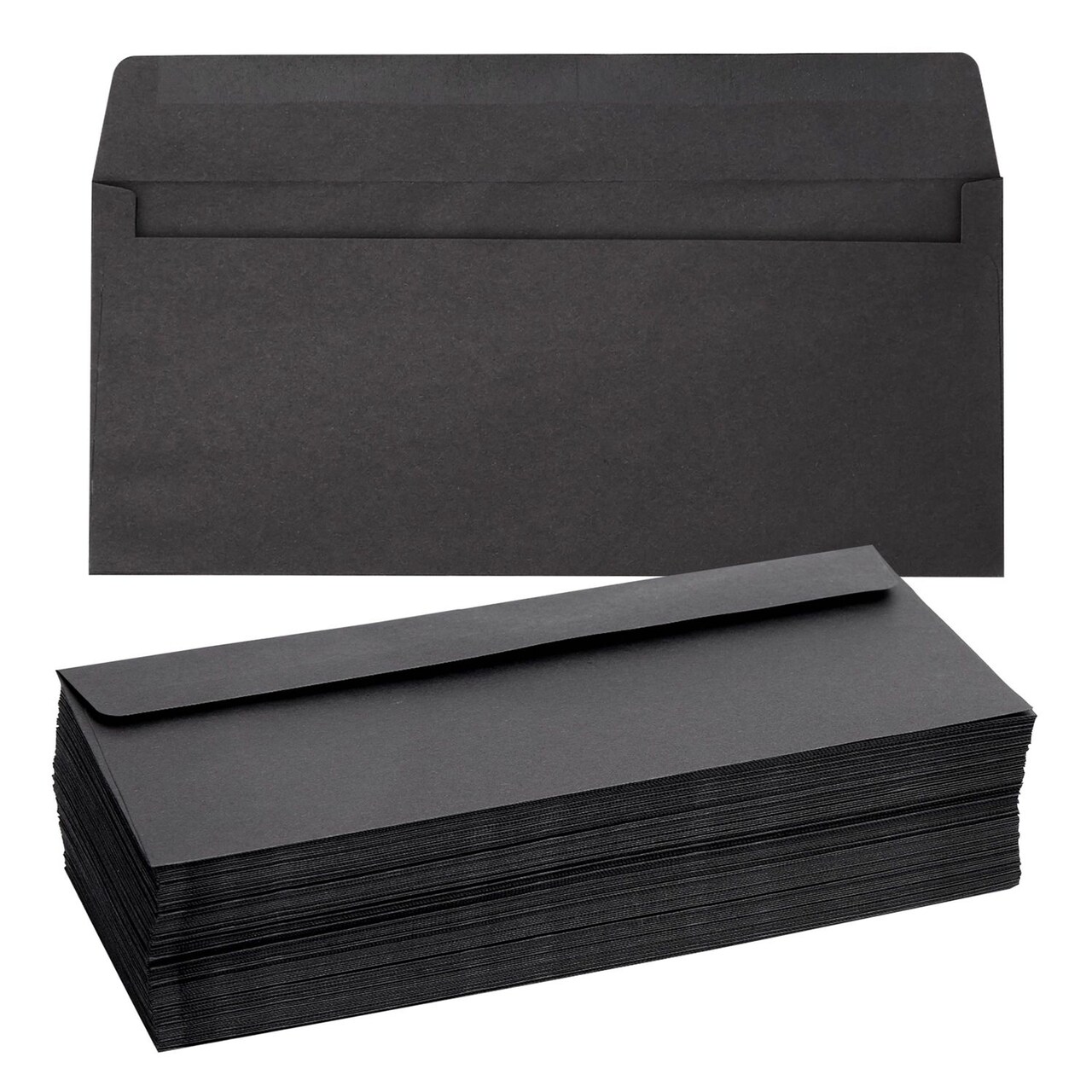 Juvale Black Envelopes - Bulk Letter Envelopes for Personal & Business Mailings - Square Flap & Gummed Seal - 100 Pack #10, 9.5 x 4.13 In